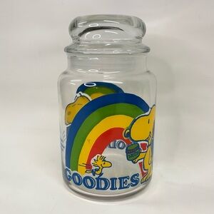 Vintage 1958 peanuts Goodies jar glass medium snoops Charles Schultz